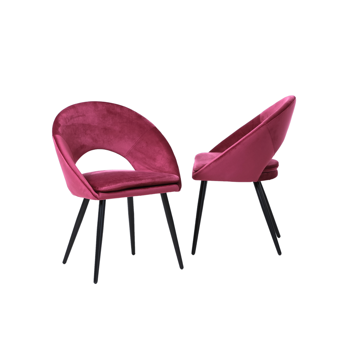 Chaise style fauteuil en velours rose framboise Elouan (lot de 2)