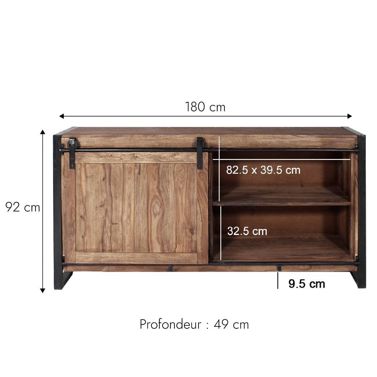 Buffet en bois d'acacia avec porte coulissante Havana