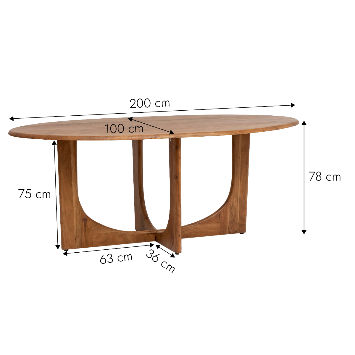 Table à manger en bois d'acacia Azure