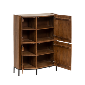 Buffet haut en bois de manguier et travertin Azure