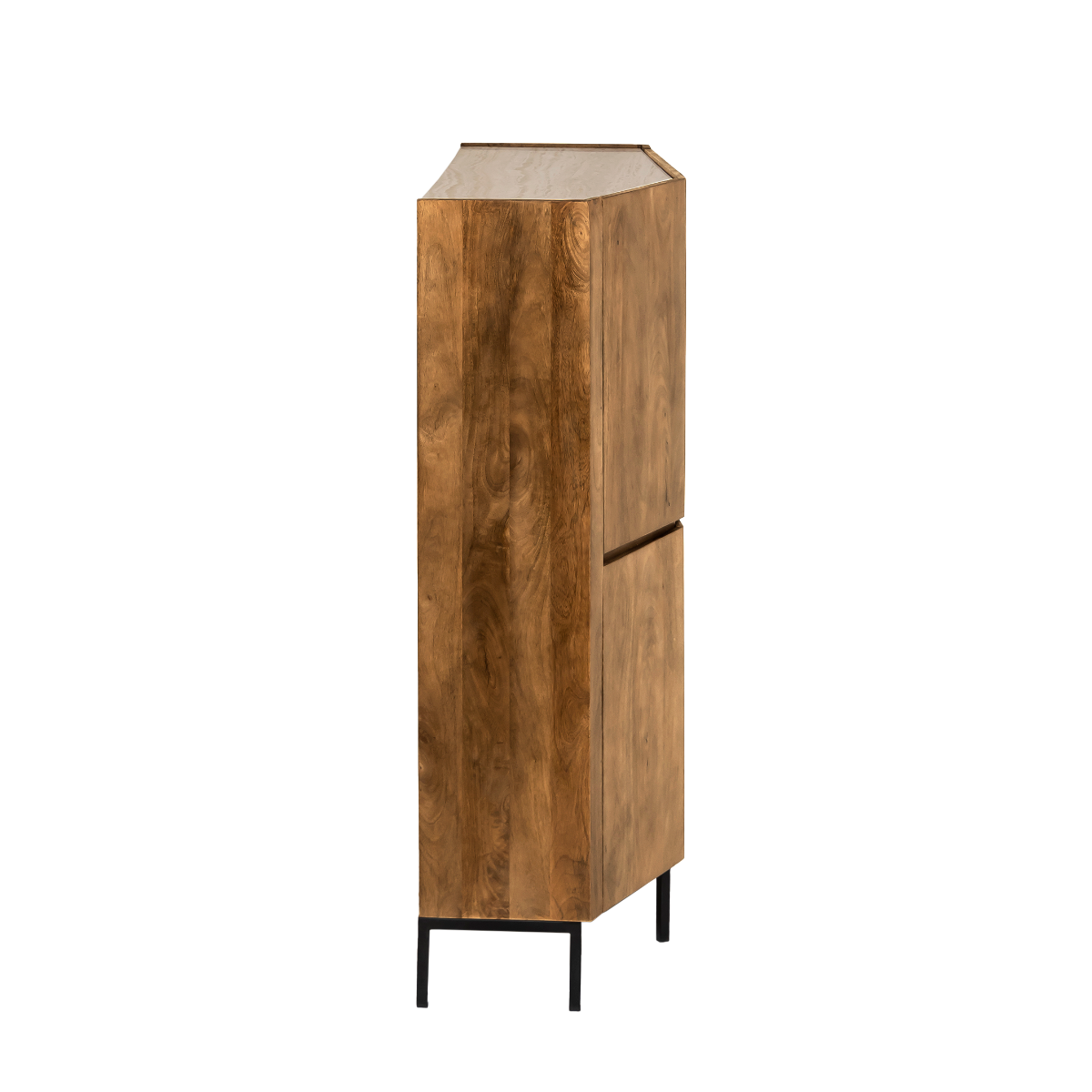 Buffet haut en bois de manguier clair et travertin Josh