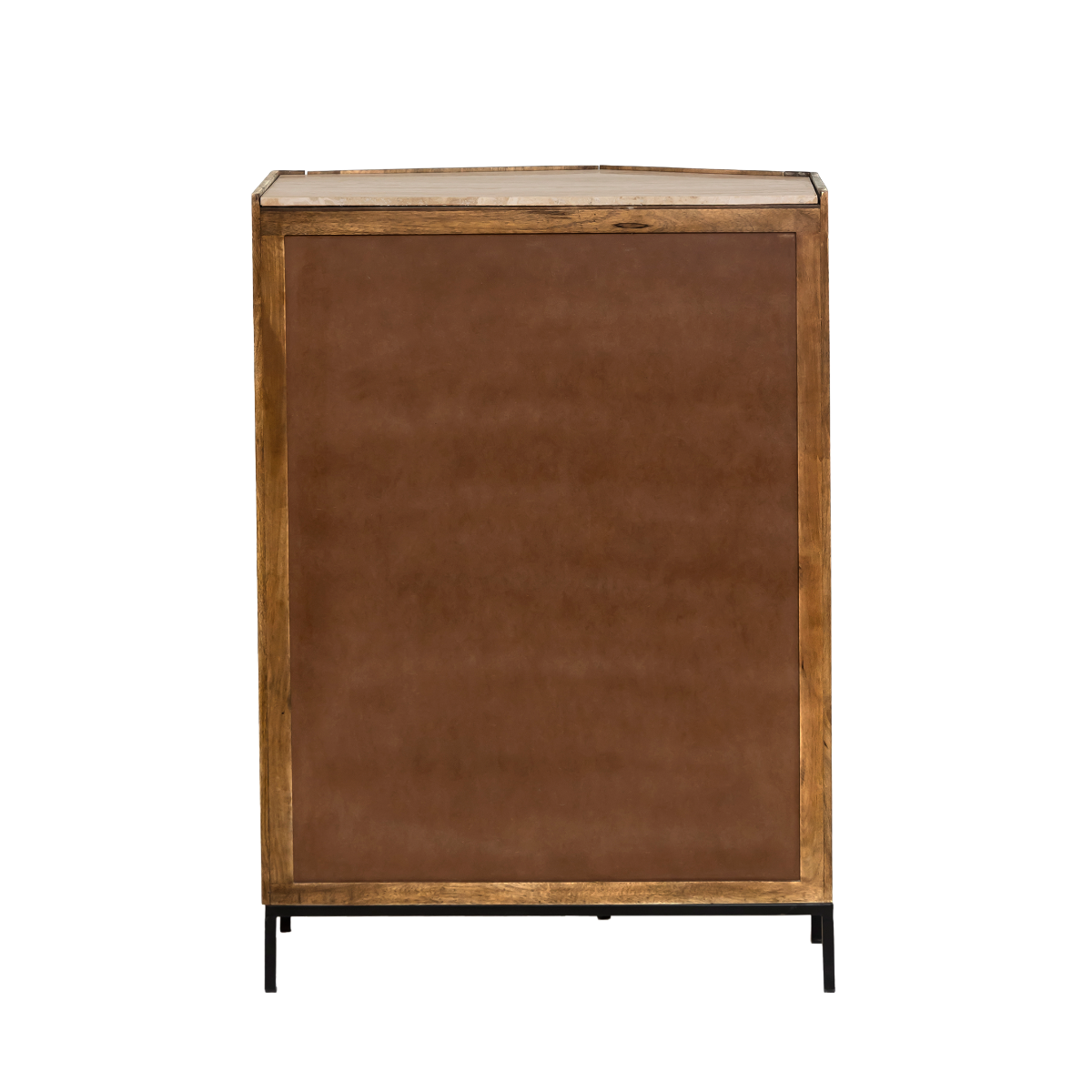 Buffet haut en bois de manguier clair et travertin Josh