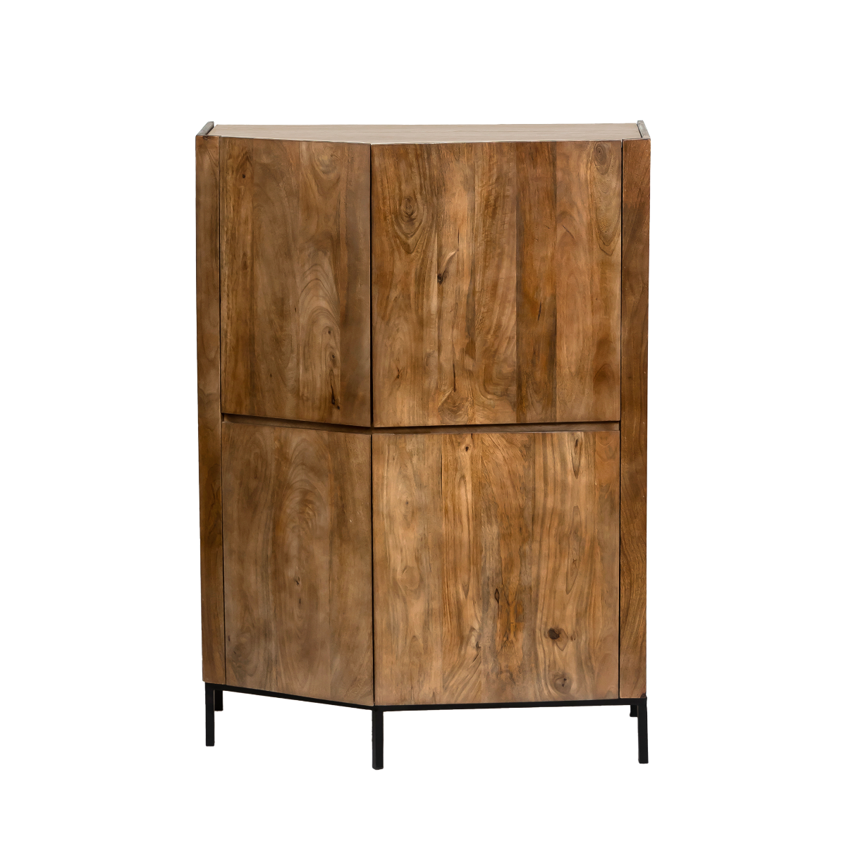 Buffet haut en bois de manguier clair et travertin Josh