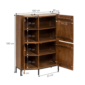 Buffet haut en bois de manguier et travertin Azure