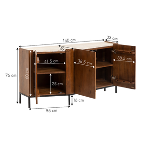 Buffet en bois de manguier et travertin Azure