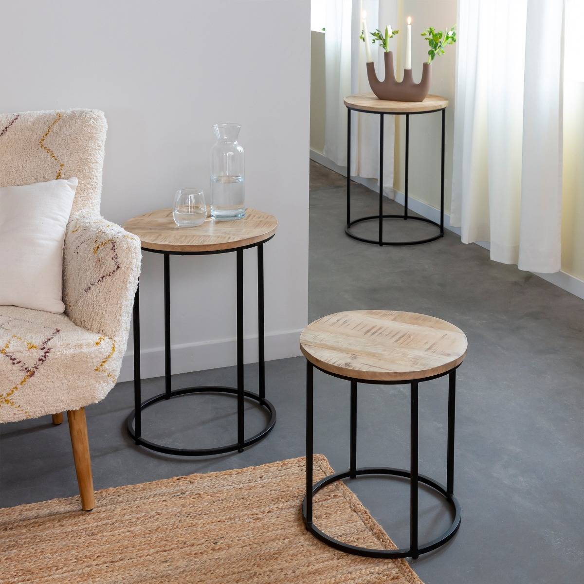 Table basse gigogne en bois de manguier Anouck