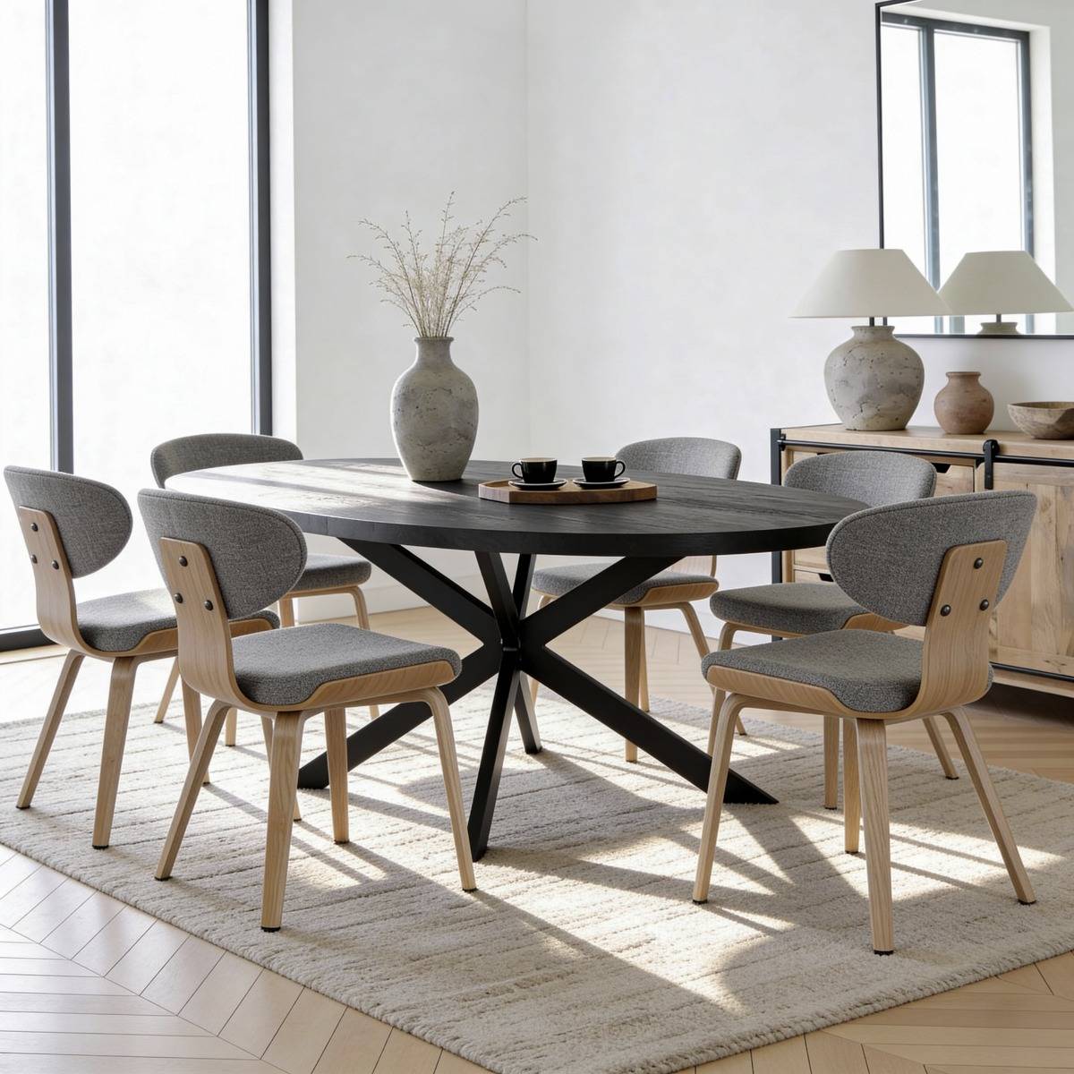 Table à manger ovale en bois de manguier Amor