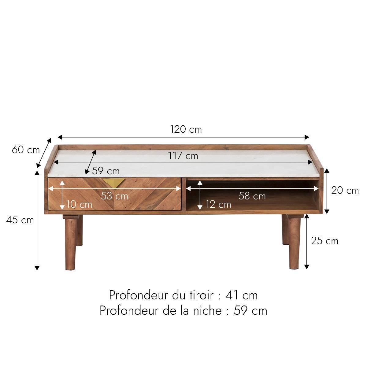 Table basse en bois d'acacia Naxos