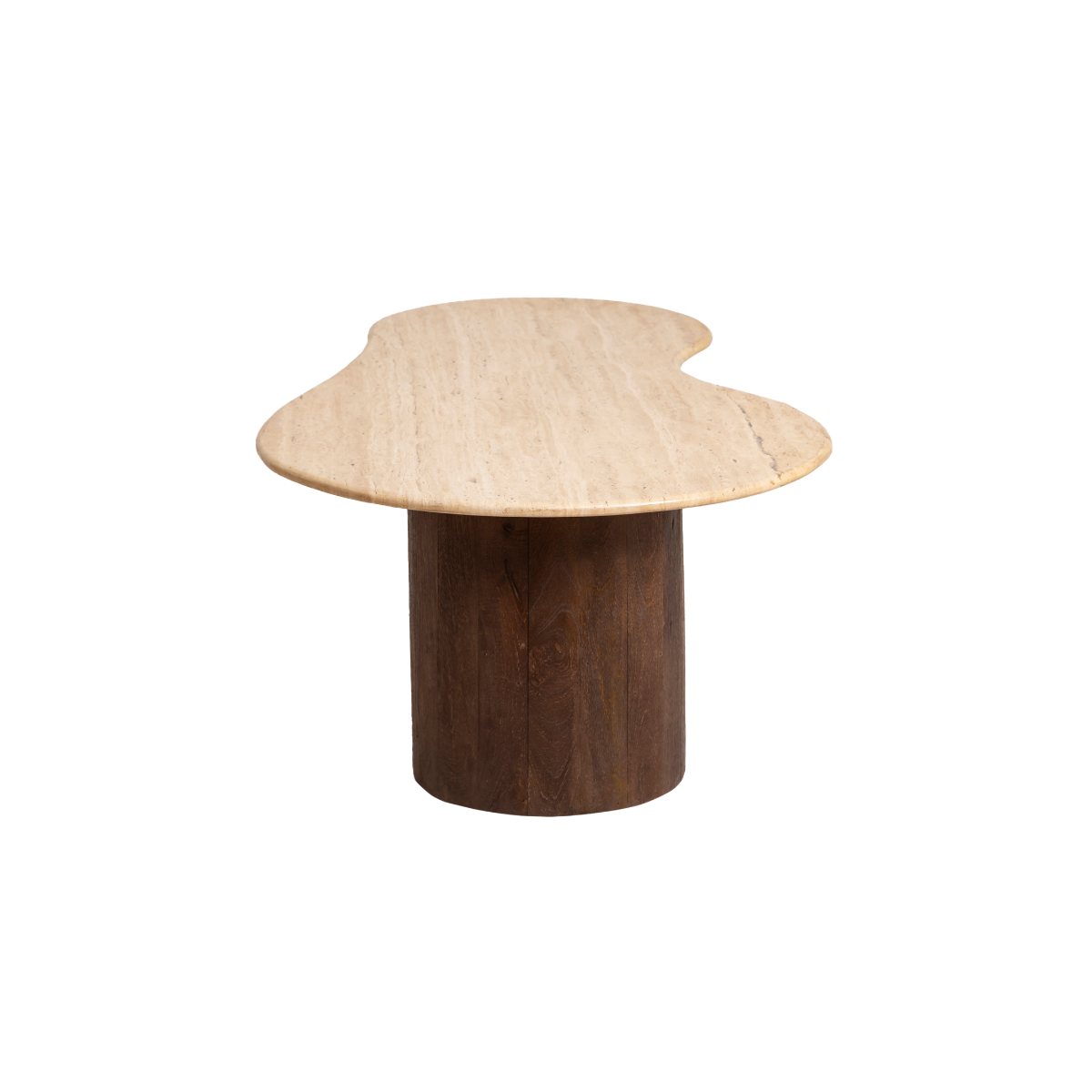 Table basse en bois de manguier et en travertin Carola