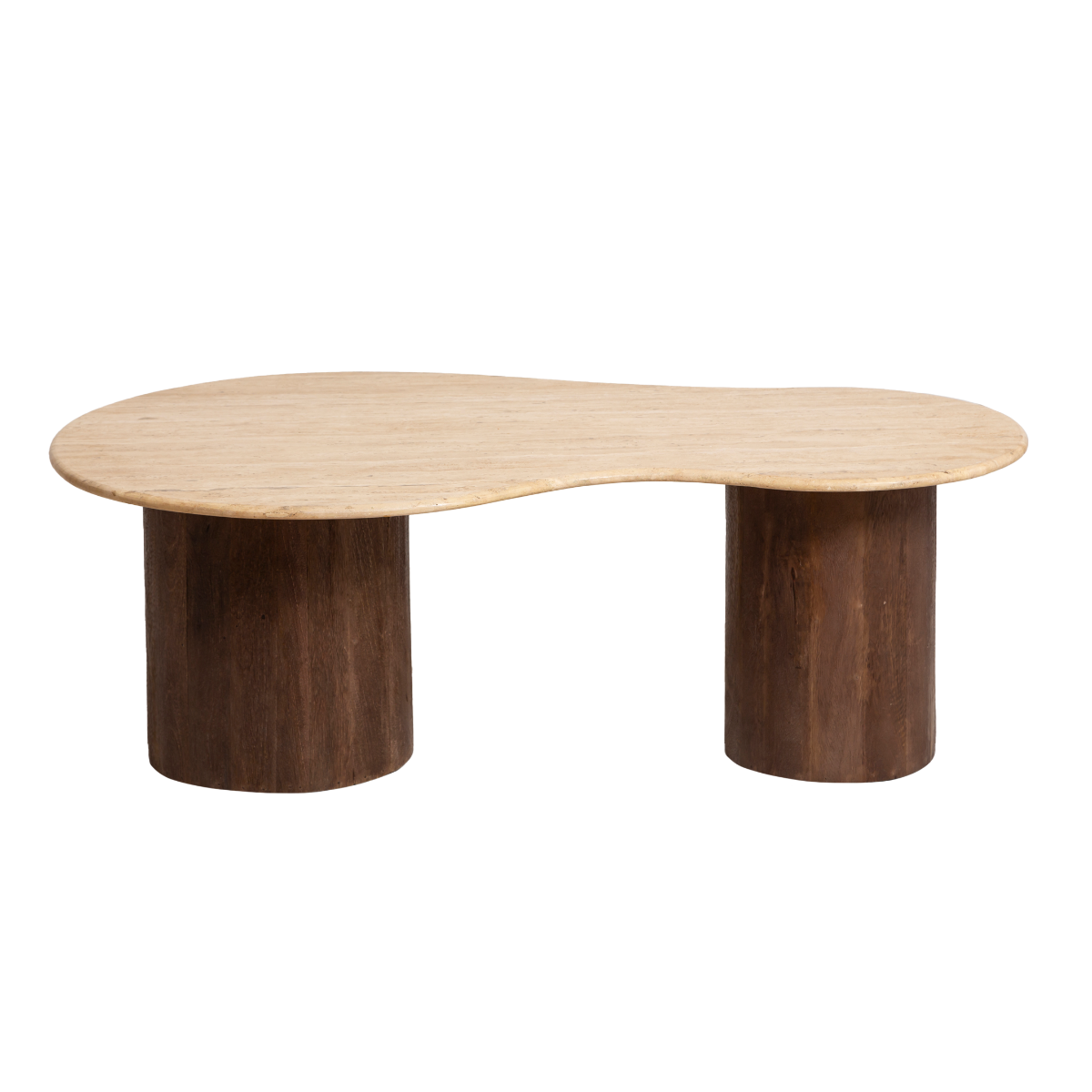 Table basse en bois de manguier et en travertin Carola