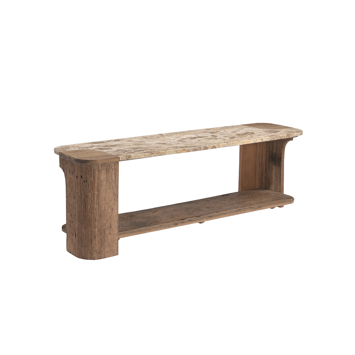 Meuble TV en bois recyclé et en marbre Capucine