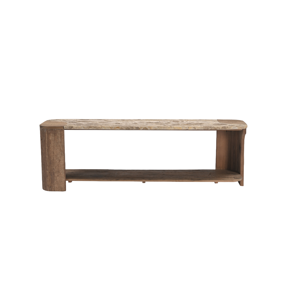 Meuble TV en bois recyclé et en marbre Capucine
