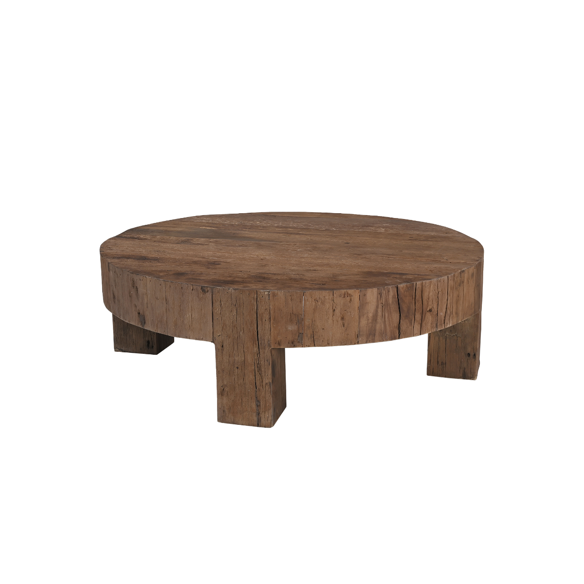 Table basse ronde en bois recyclé Capucine
