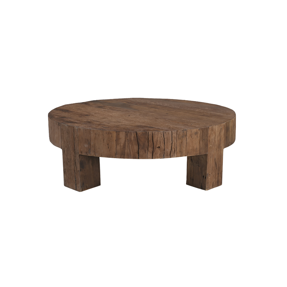 Table basse ronde en bois recyclé Capucine