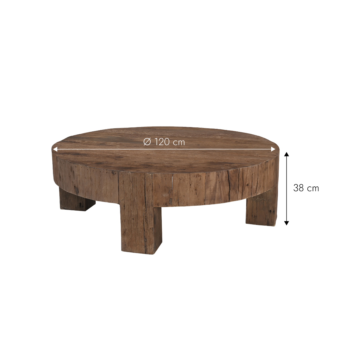 Table basse ronde en bois recyclé Capucine