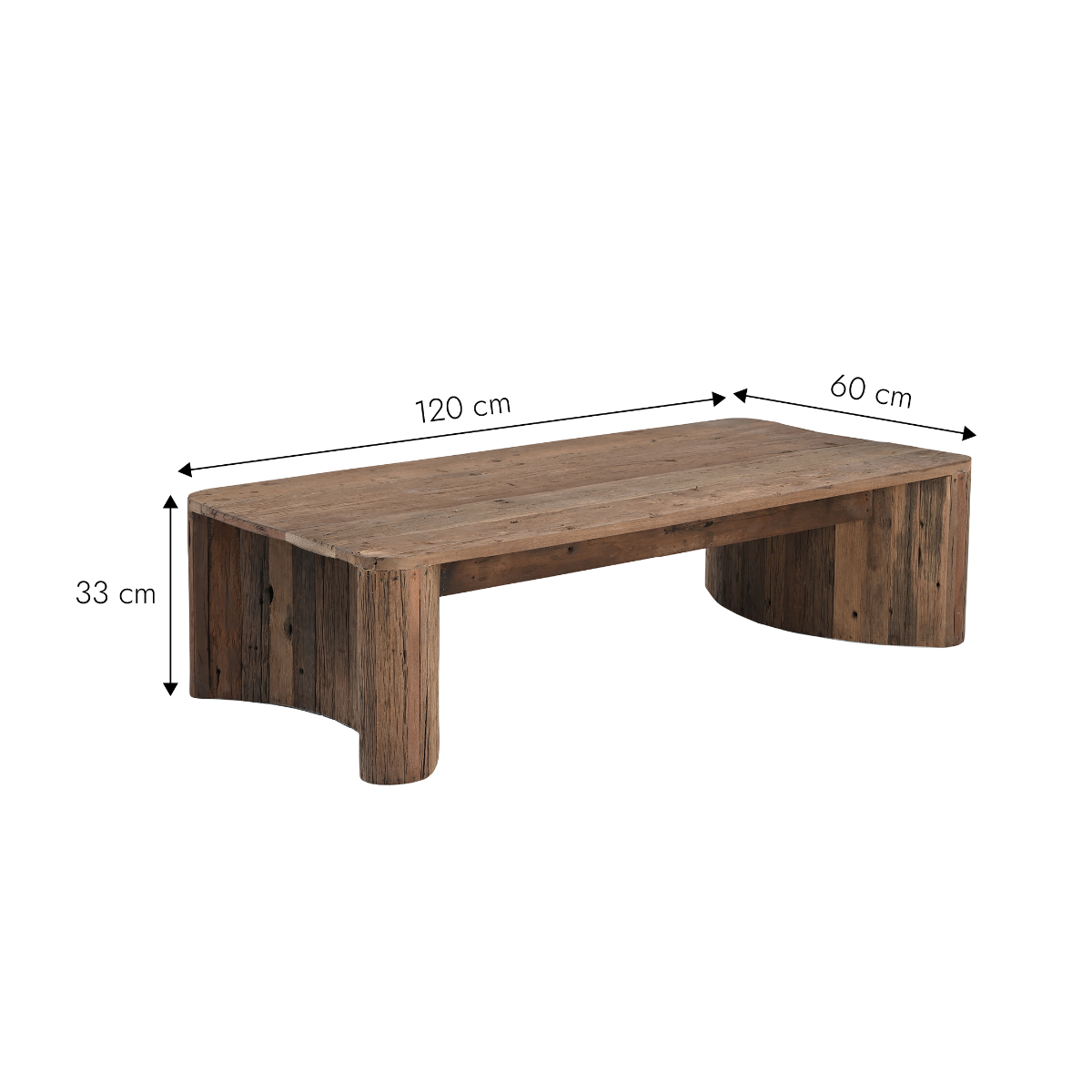 Table basse rectangulaire en bois recyclé Capucine
