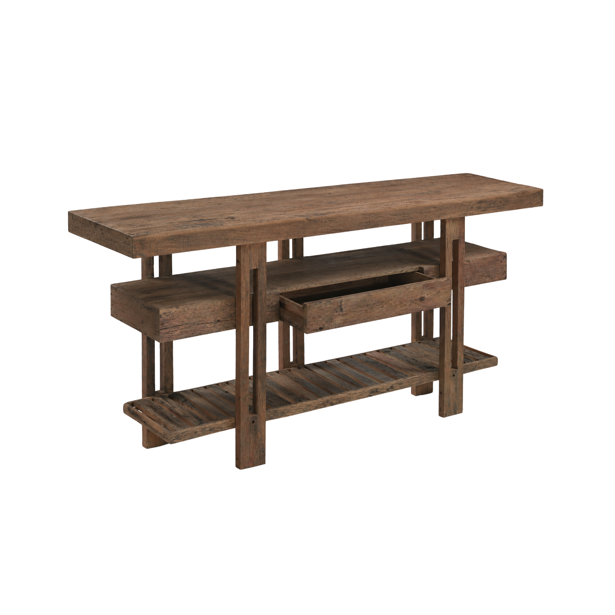 Console 3 plateaux en bois recyclé Capucine