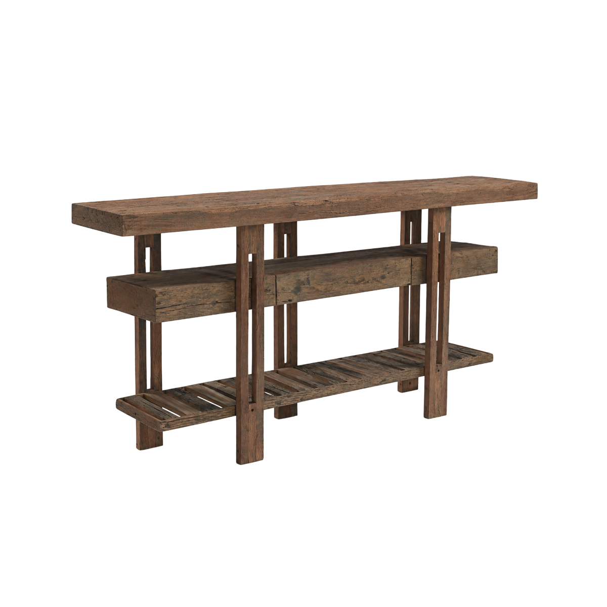 Console 3 plateaux en bois recyclé Capucine