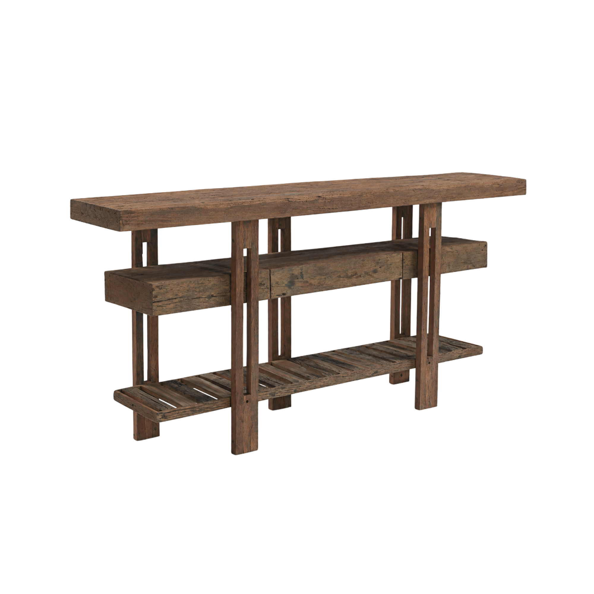 Console 3 plateaux en bois recyclé Capucine