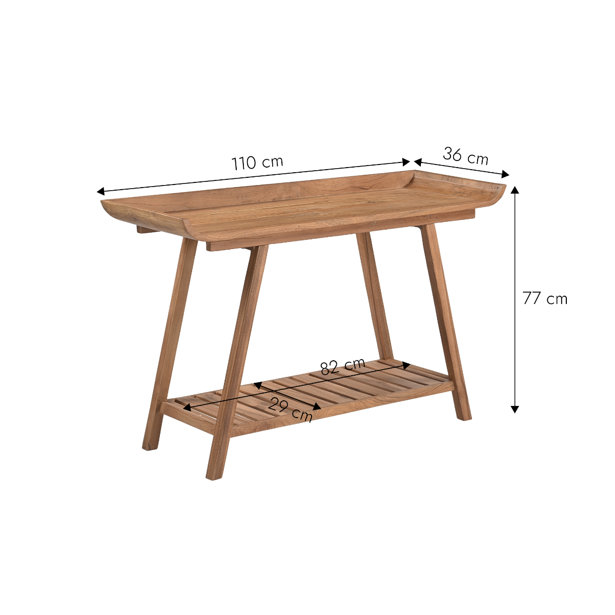 Console en bois de teck Amber