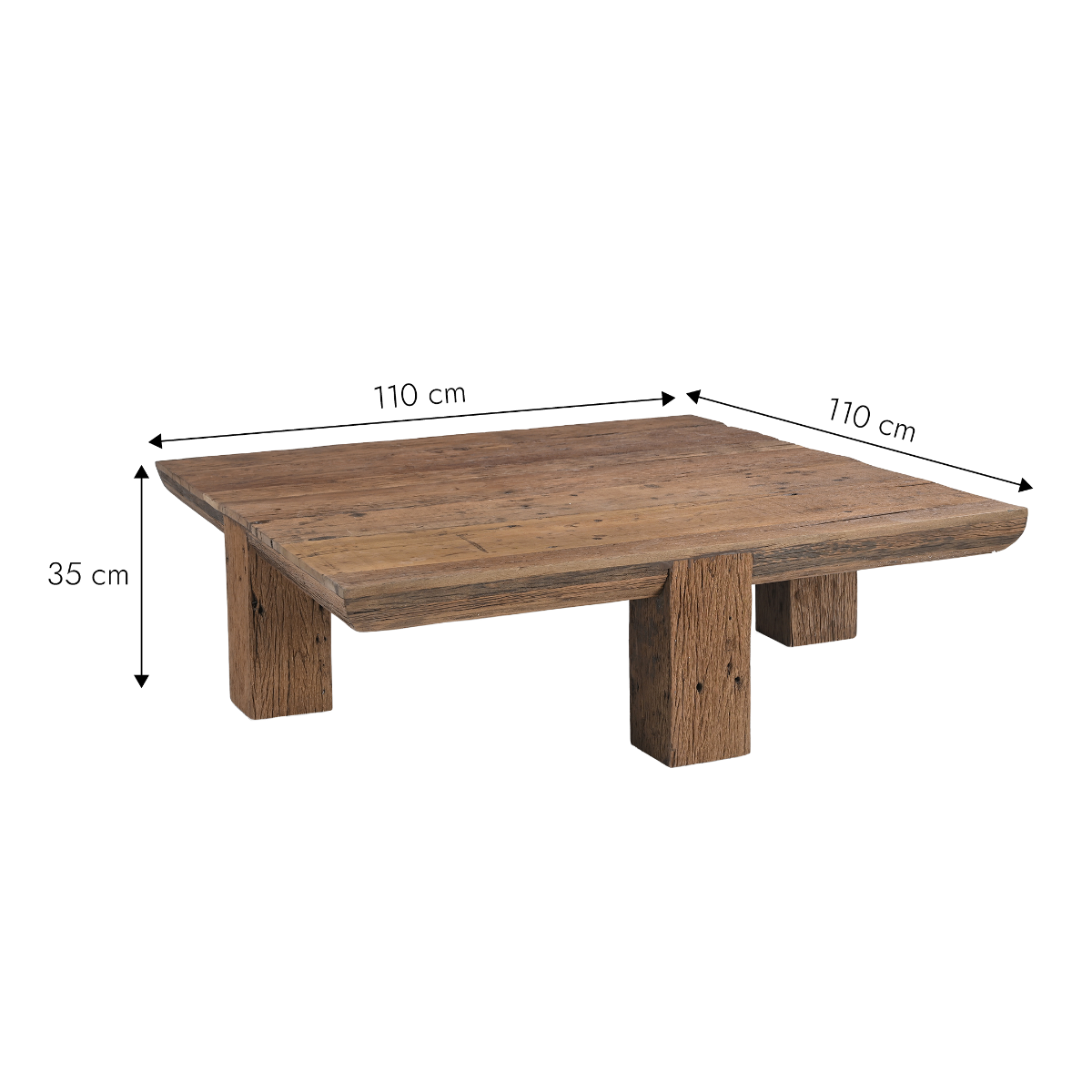 Table basse carrée en bois recyclé Capucine