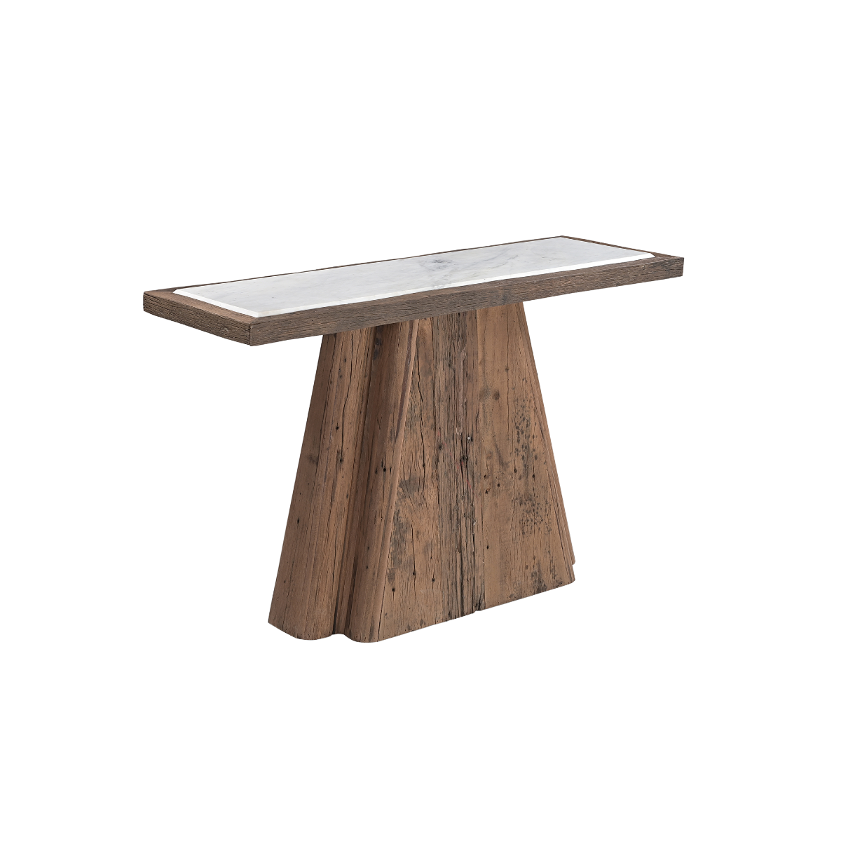 Console en bois recyclé et en marbre Capucine