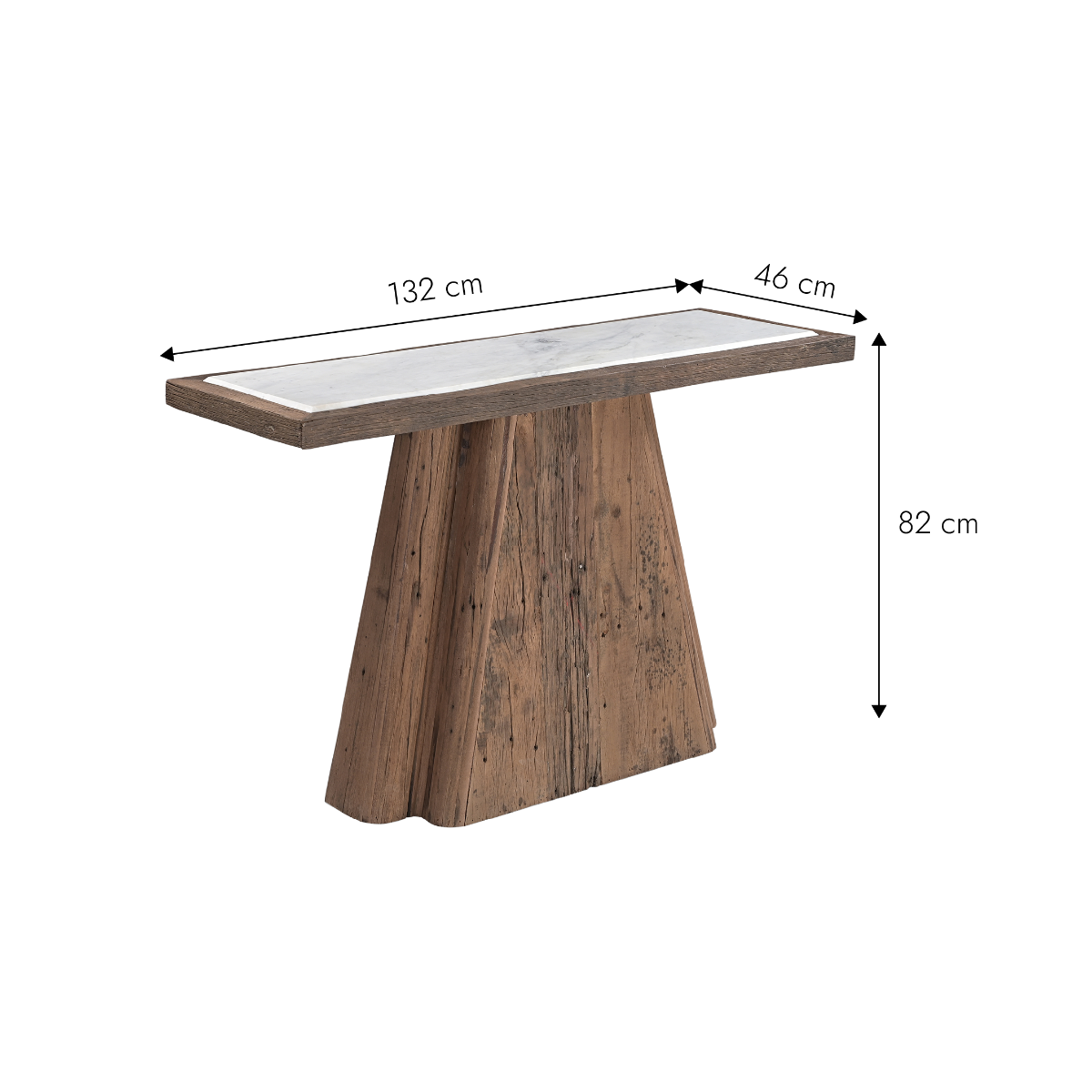 Console en bois recyclé et en marbre Capucine