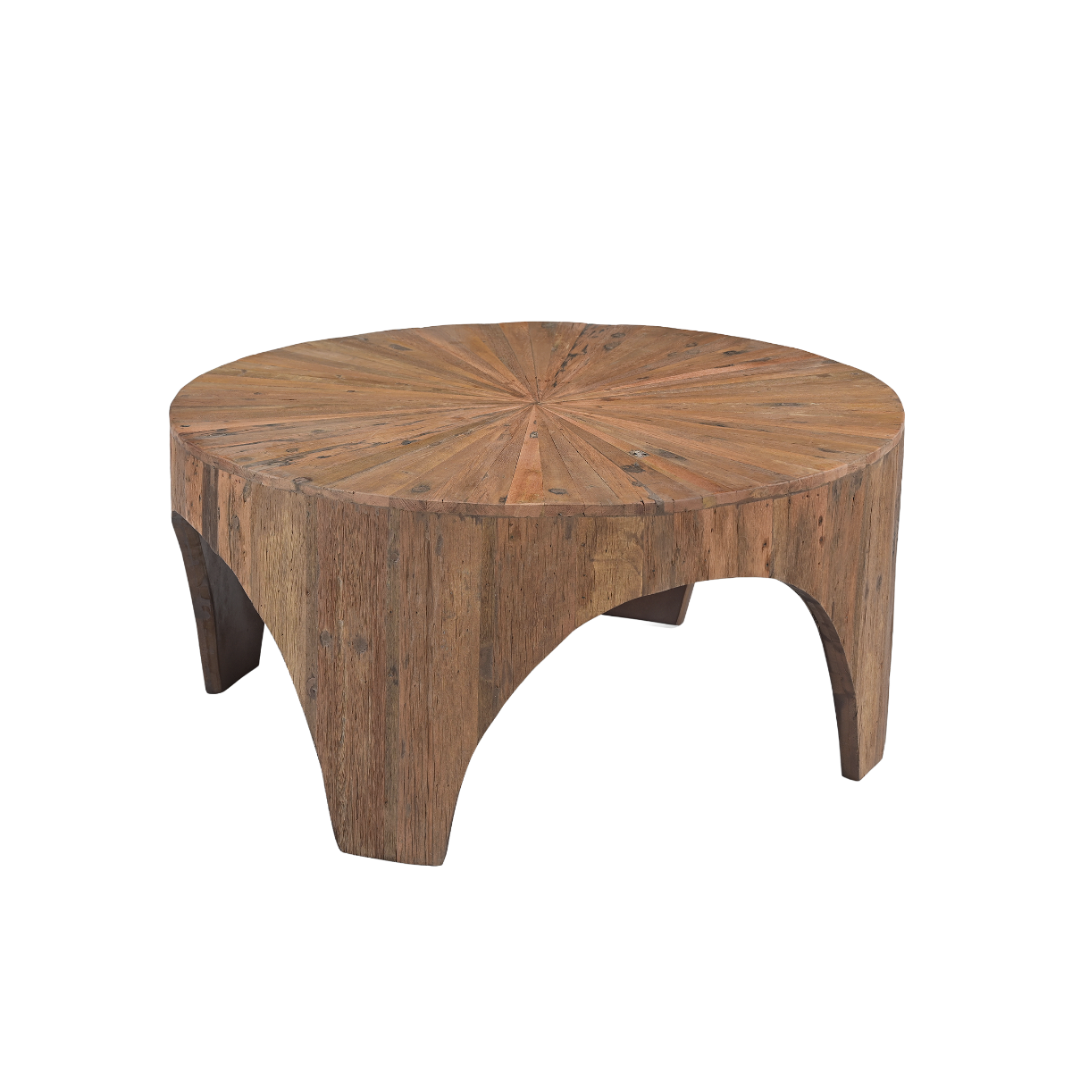 Table basse arrondie en bois recyclé Capucine