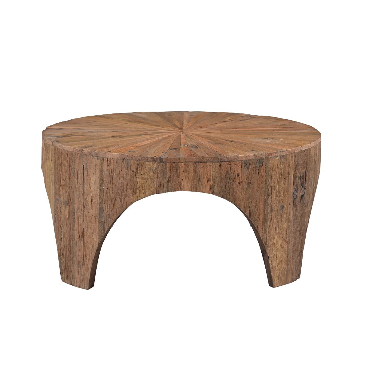 Table basse arrondie en bois recyclé Capucine