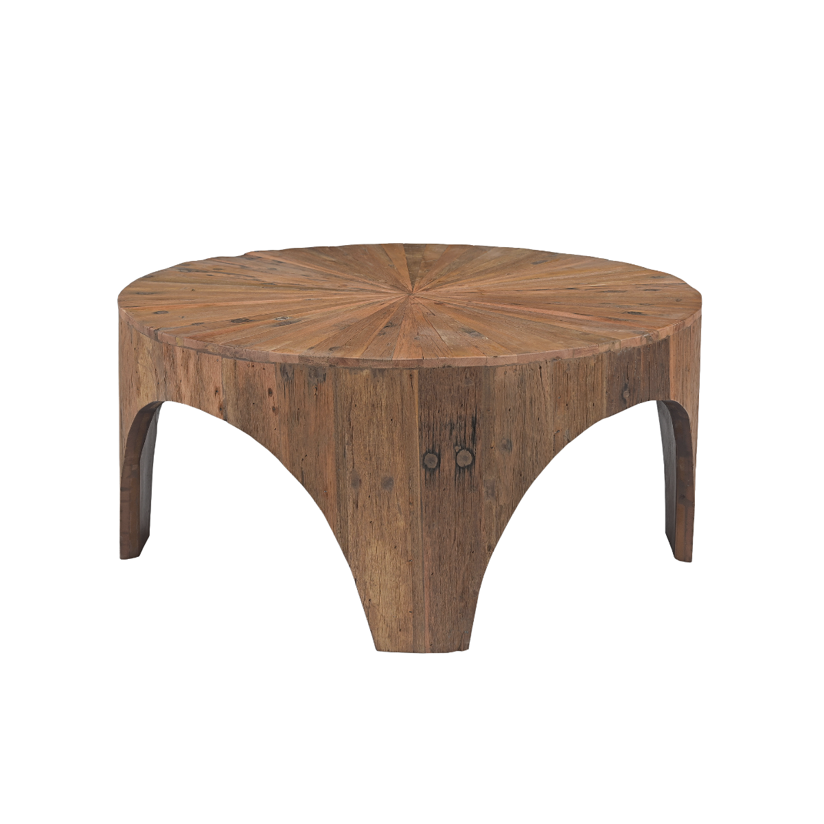 Table basse arrondie en bois recyclé Capucine