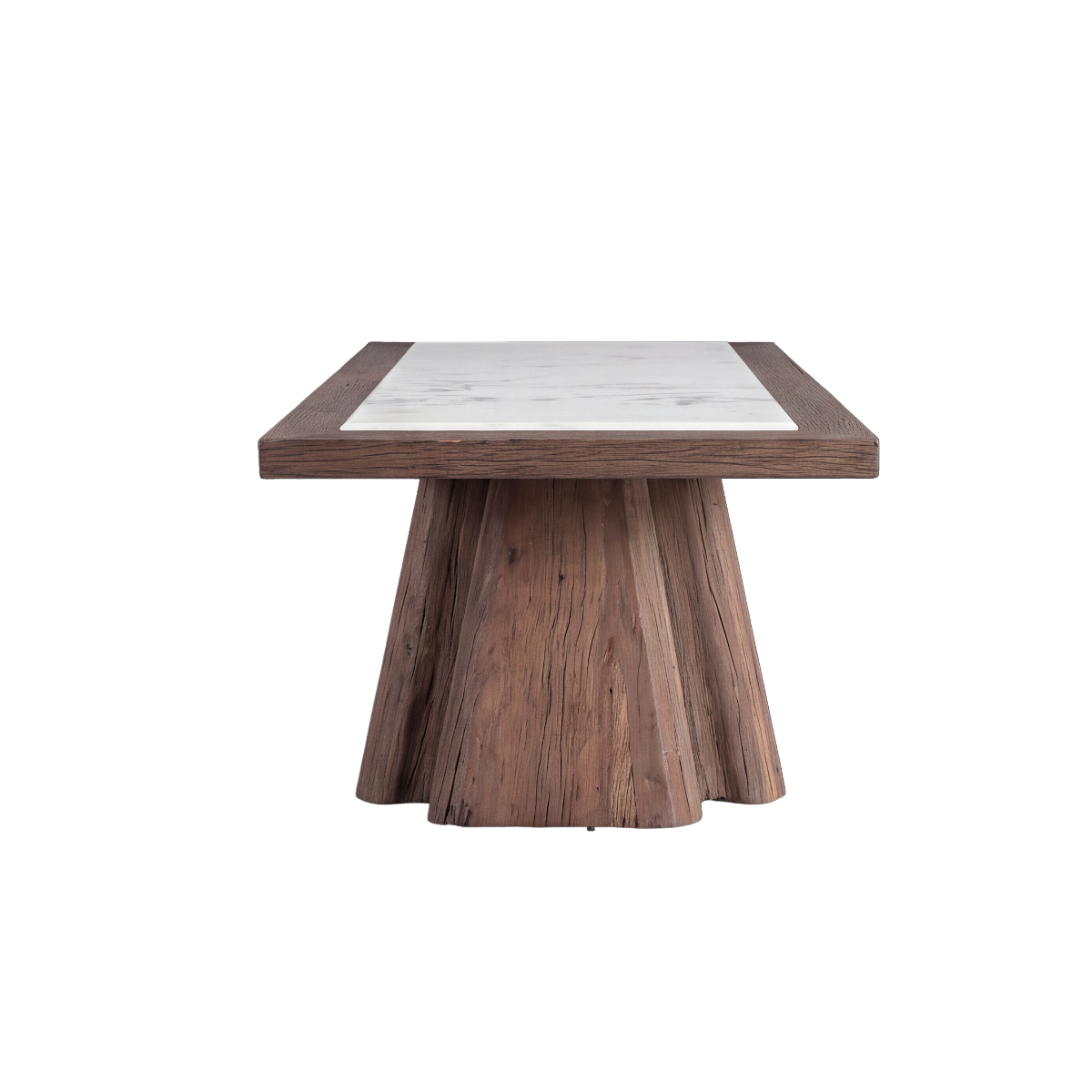 Table basse rectangulaire bois recyclé et en marbre Capucine