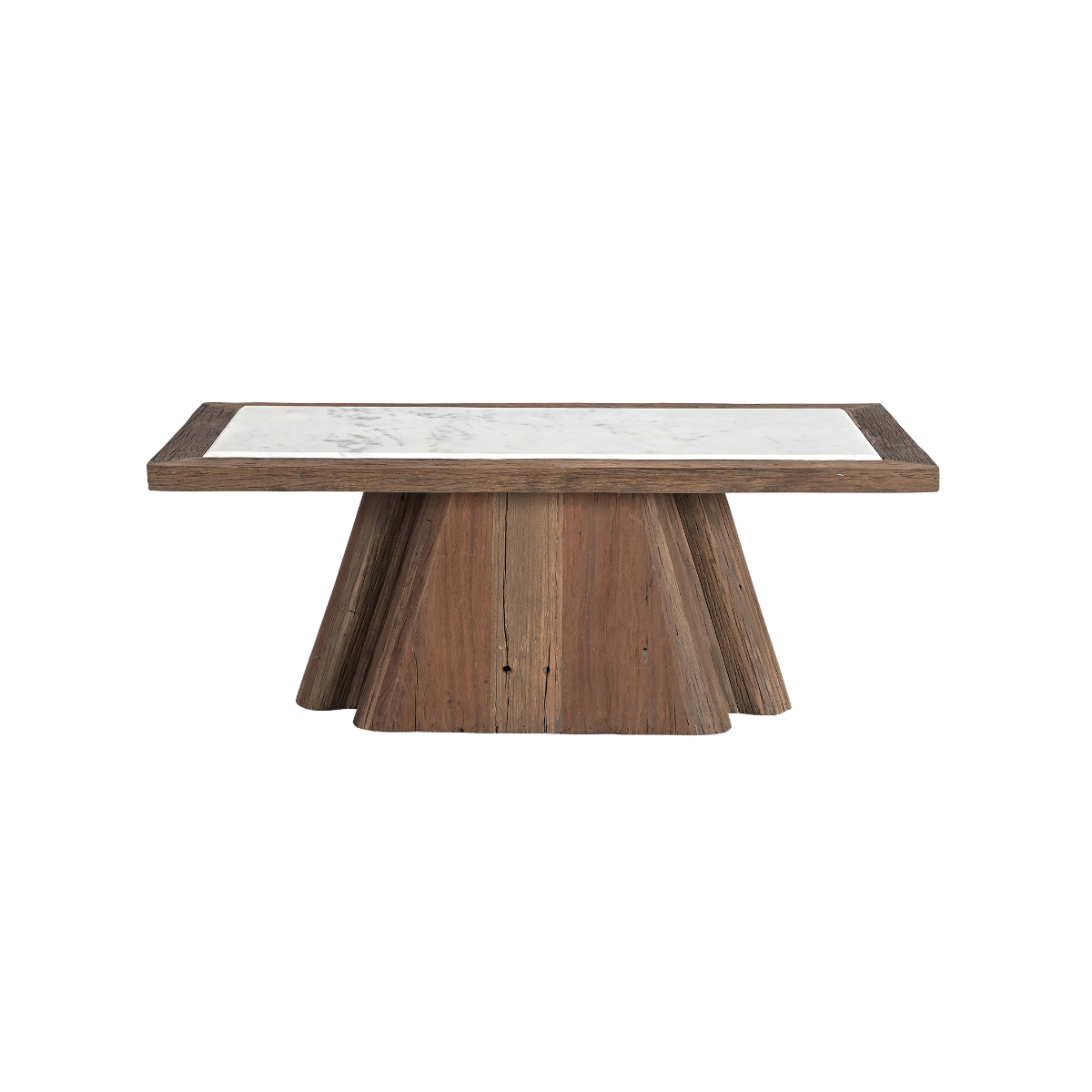 Table basse rectangulaire bois recyclé et en marbre Capucine