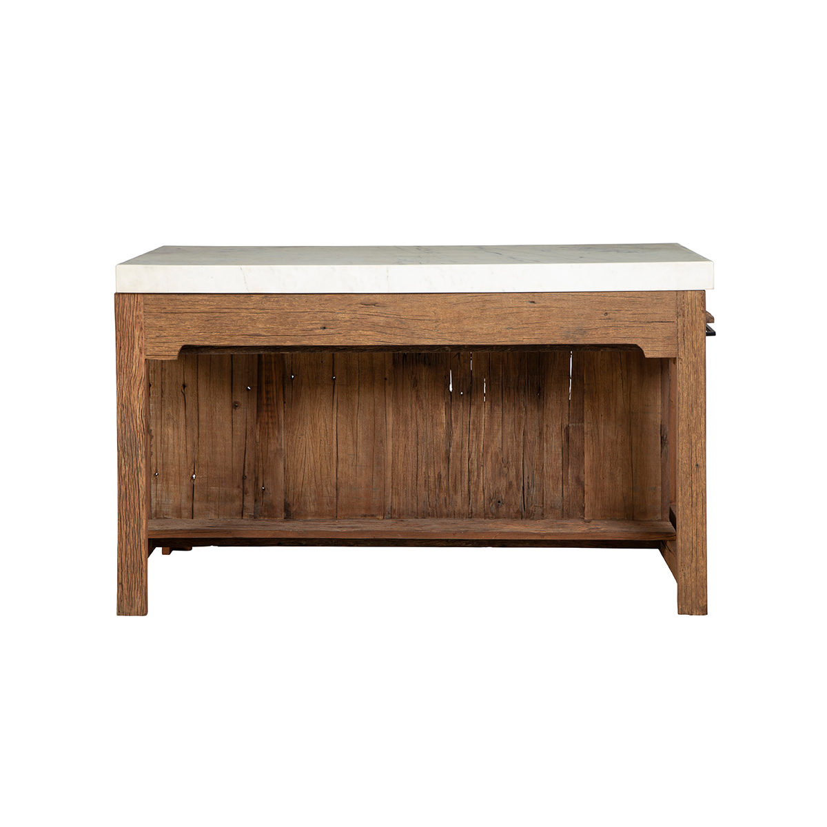 Ilot avec table extensible en bois recyclé et en marbre Capucine
