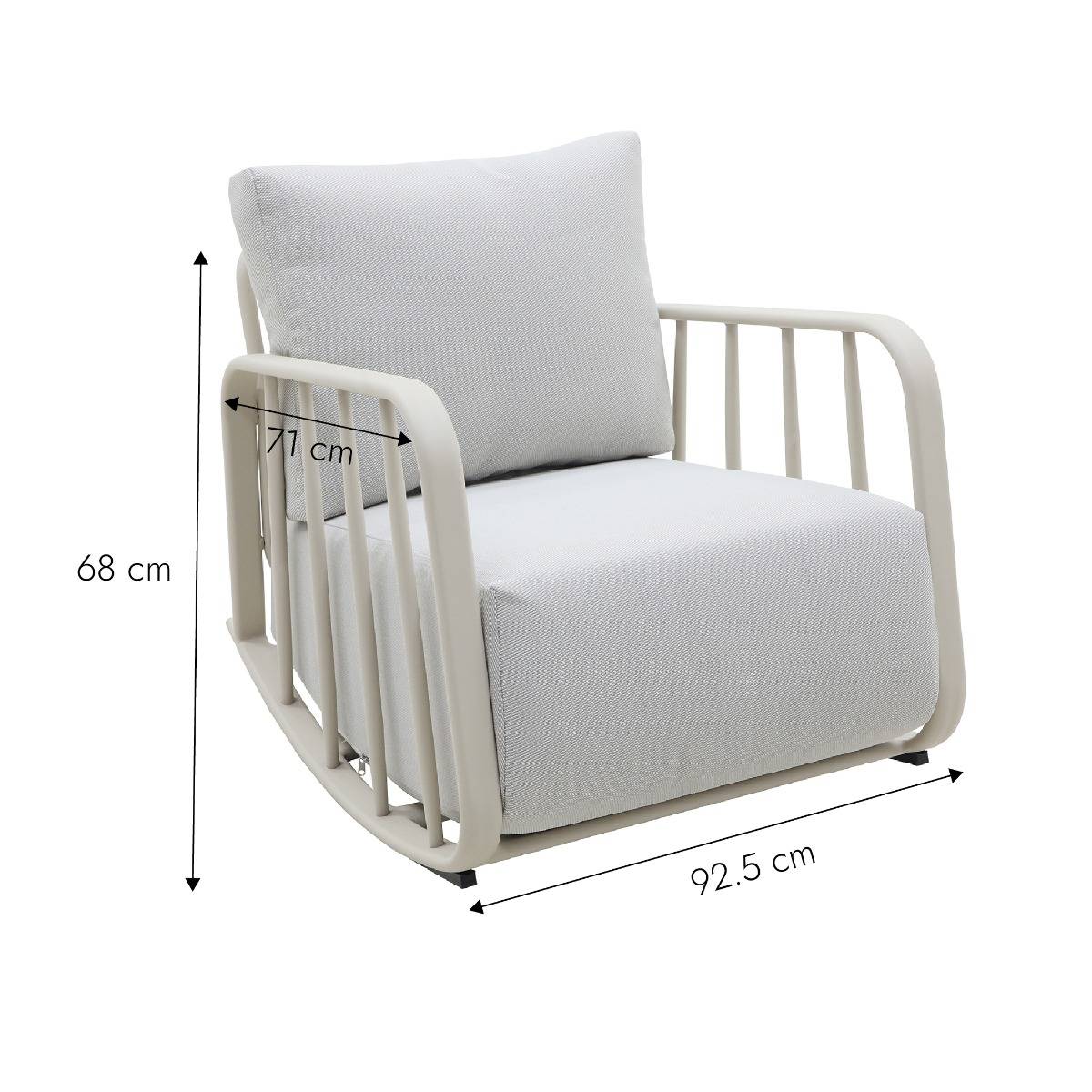 Rocking chair en aluminium pour jardin couleur taupe Zion