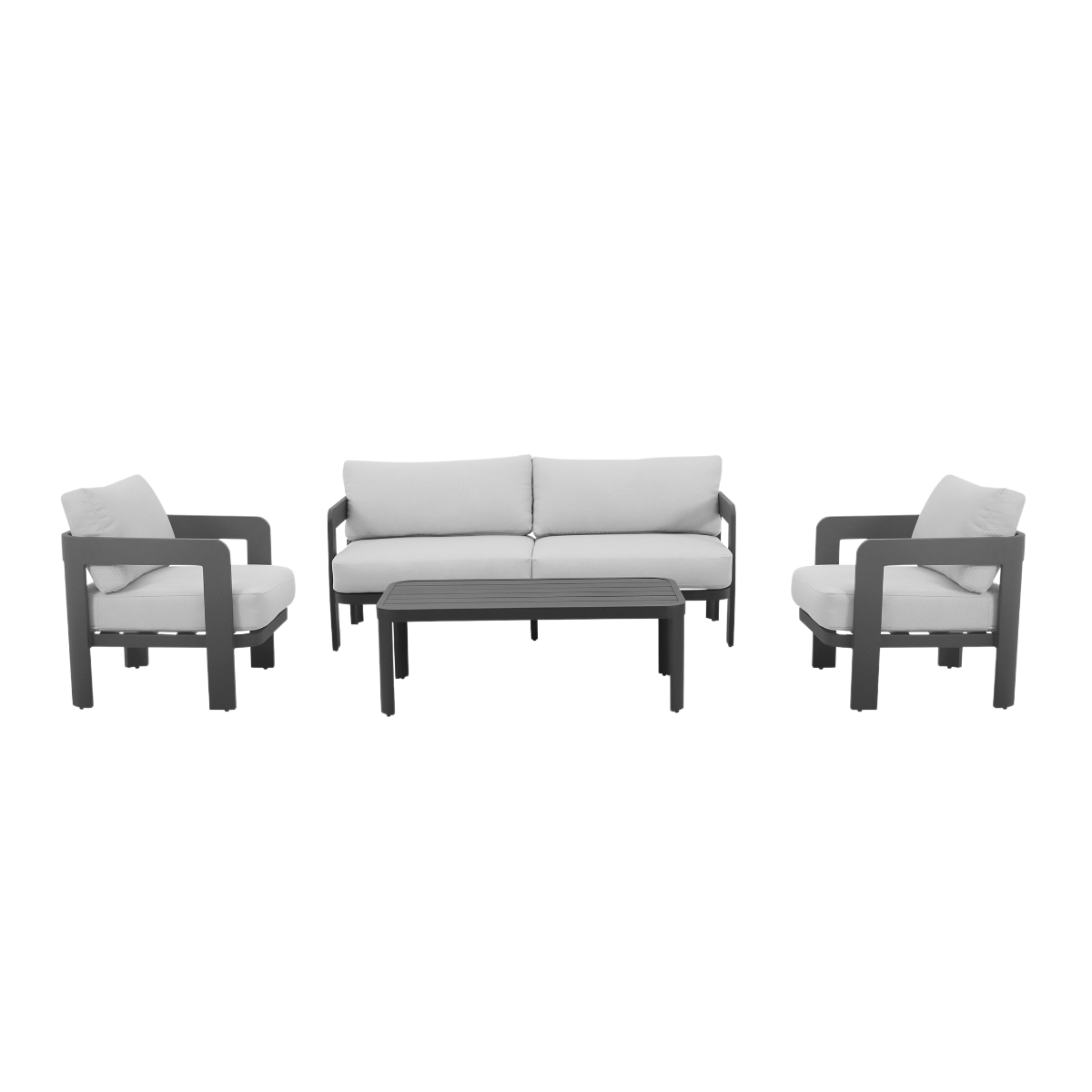 Salon de jardin en aluminium gris foncé Loréa