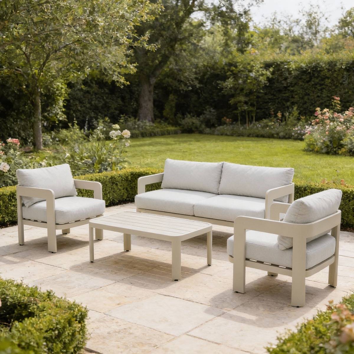 Salon de jardin en aluminium taupe Loréa