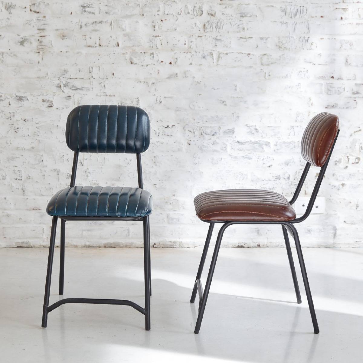 Chaise en cuir marron Dinner (lot de 2)