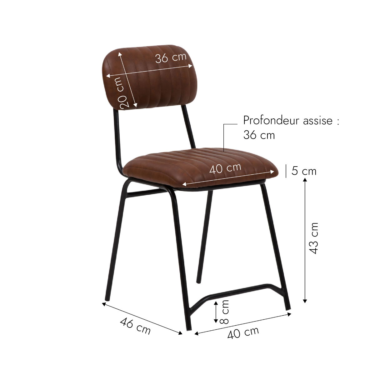 Chaise en cuir marron Dinner (lot de 2)