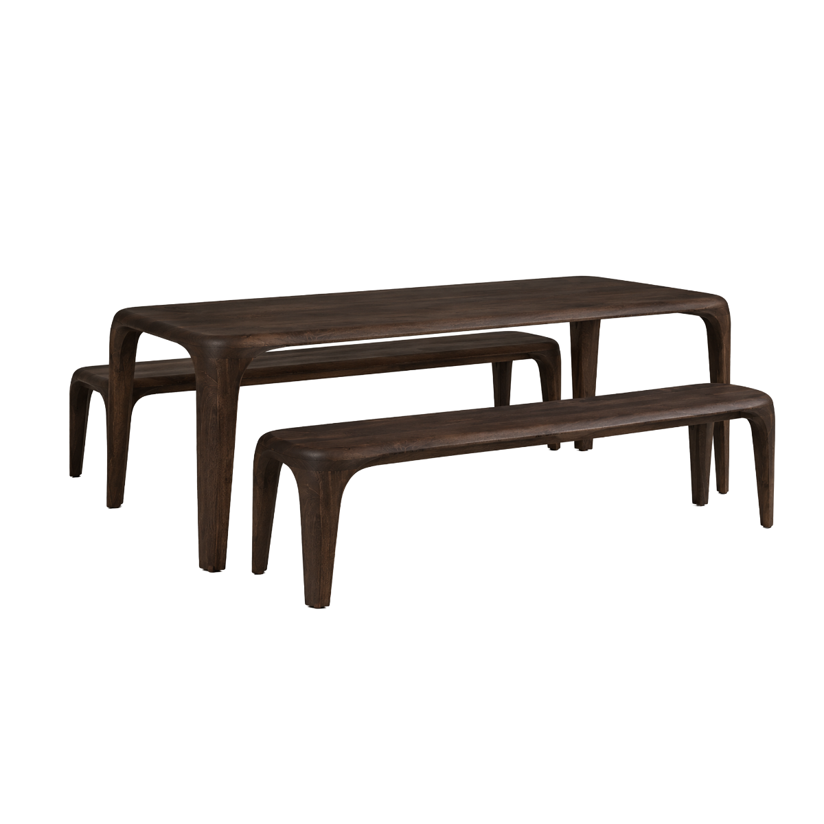 Table à manger + 2 bancs en bois de manguier Selva
