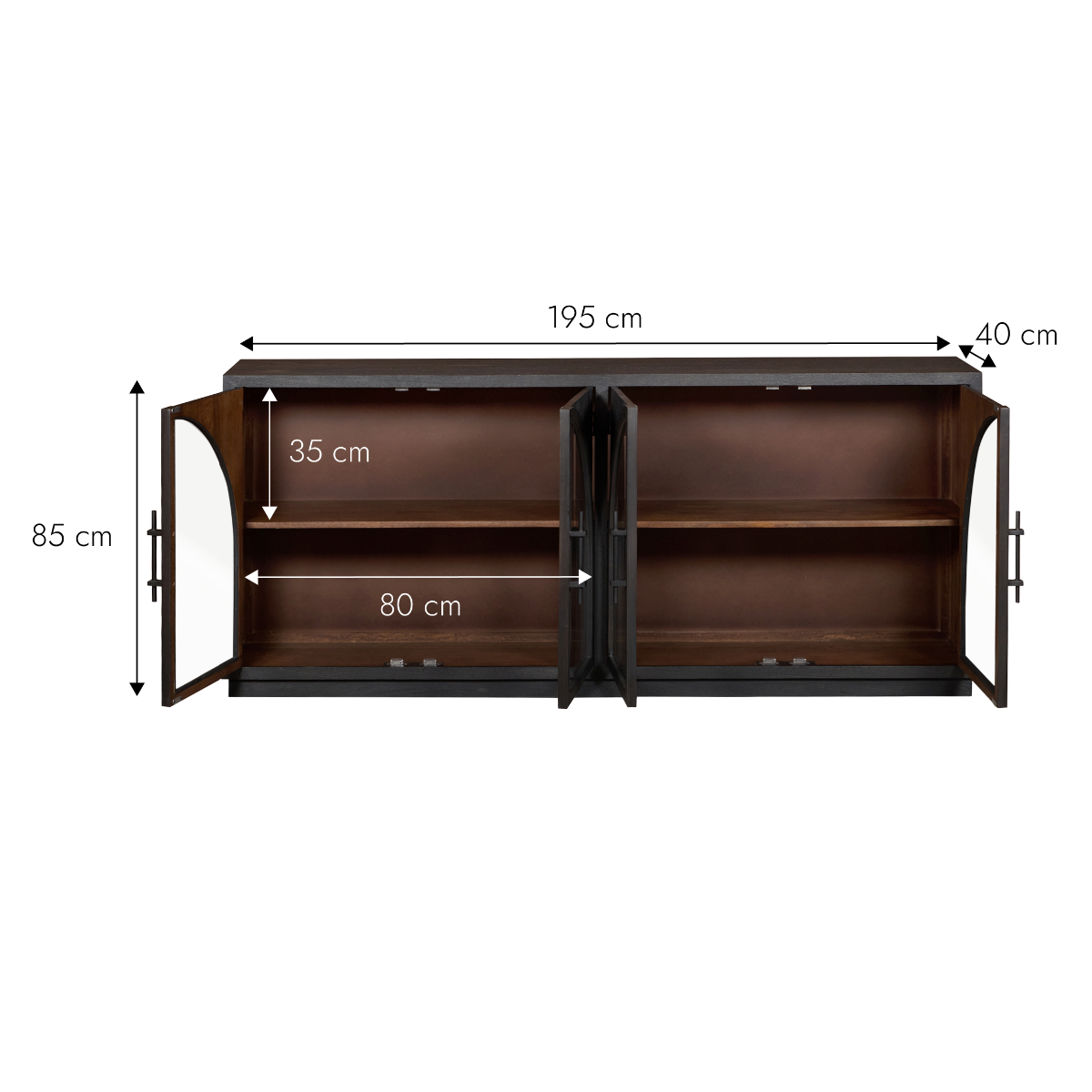 Buffet en bois de manguier foncé Nohea
