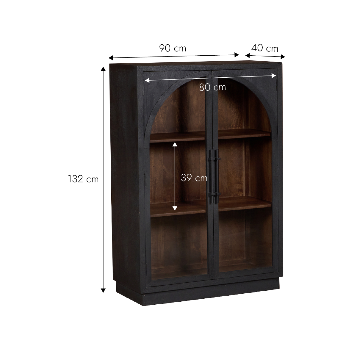 Vitrine en bois de manguier foncé Nohea