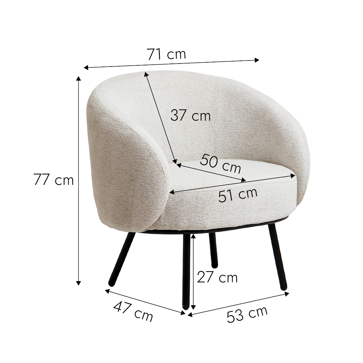 Fauteuil en tissu confort Kanoa