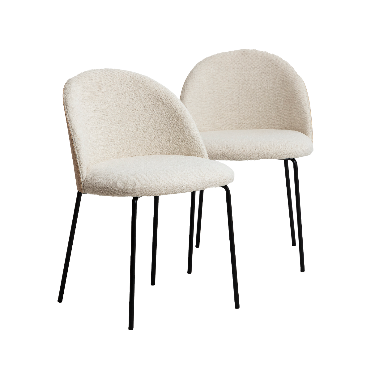 Chaise en tissu bouclette et métal blanche Kanoa (lot de 2)