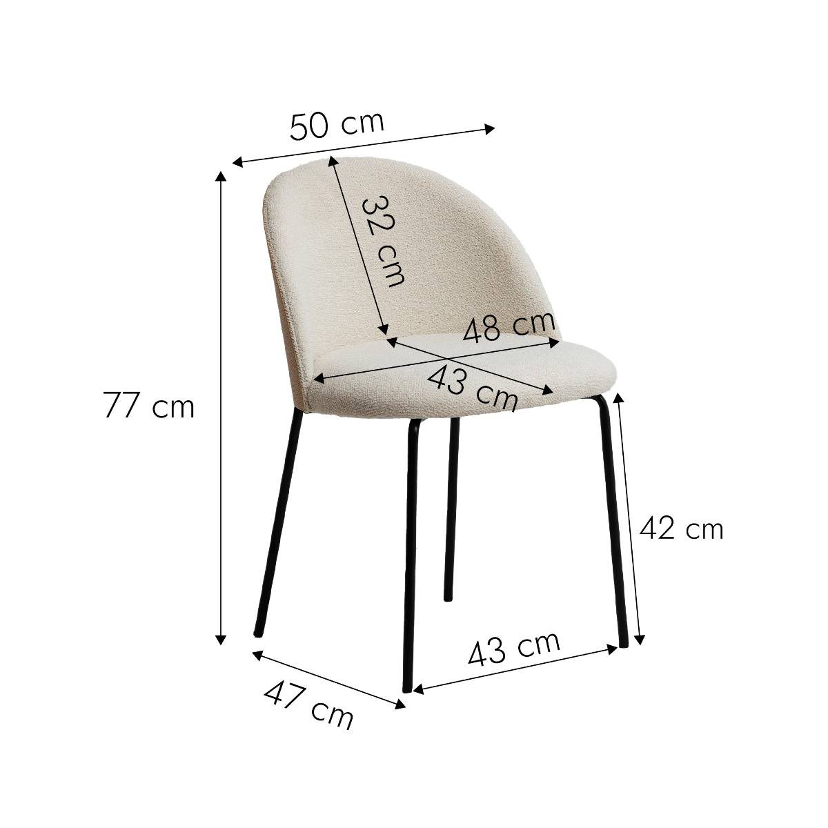 Chaise en tissu bouclette et métal blanche Kanoa (lot de 2)