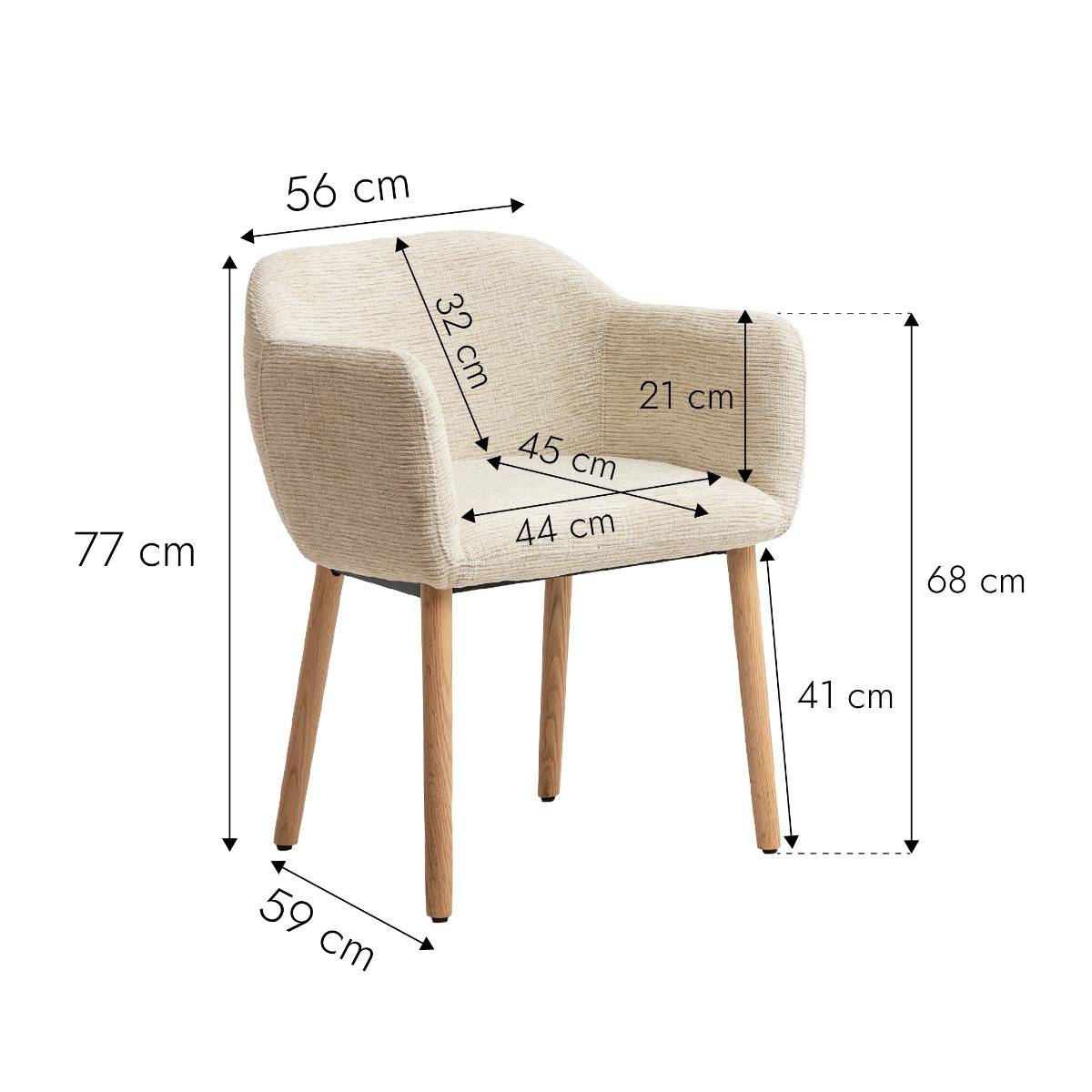 Chaise en tissu beige Solène  (lot de 2)