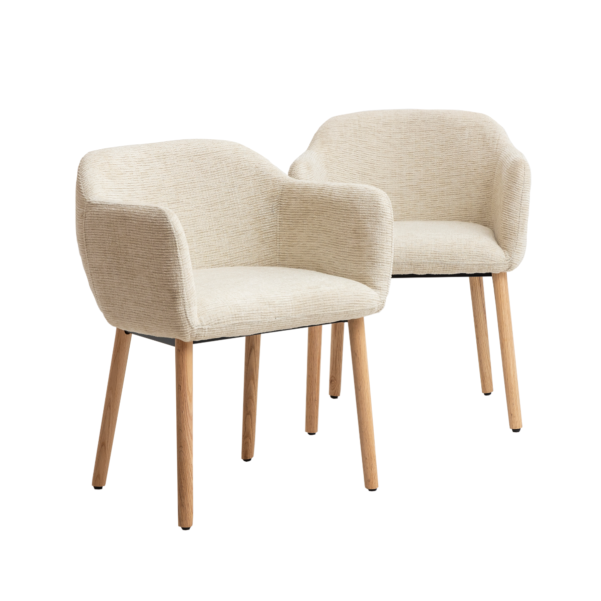 Chaise en tissu beige Solène  (lot de 2)