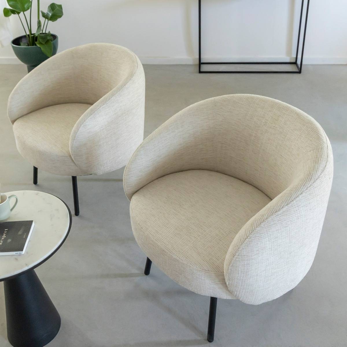 Fauteuil en tissu écru confort Kanoa
