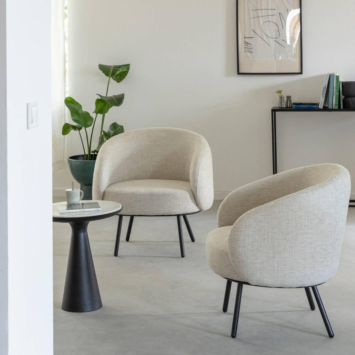 Fauteuil en tissu écru confort Kanoa