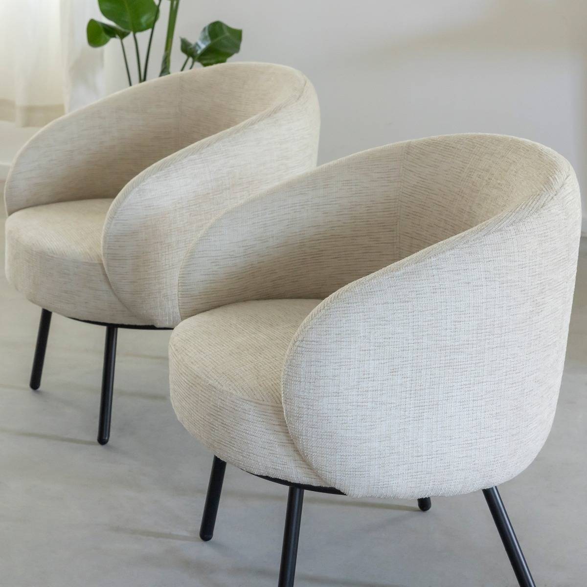 Fauteuil en tissu écru confort Kanoa