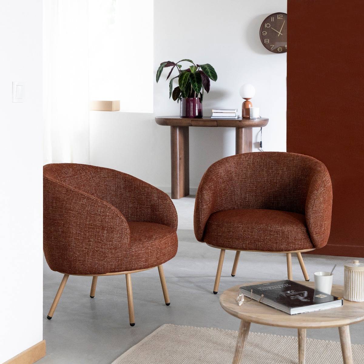 Fauteuil en tissu rouge confort Kanoa